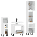ZNTS 3 Piece Bathroom Cabinet Set High Gloss White Engineered Wood 3187799
