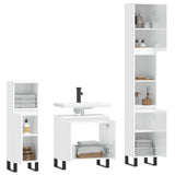 ZNTS 3 Piece Bathroom Cabinet Set High Gloss White Engineered Wood 3187799