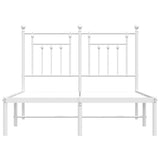 Bed Frame White Powder-Coated Steel Double Bed Frame 353584
