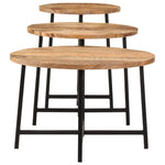 ZNTS Nesting Coffee Tables 3 pcs Solid Wood Mango and Iron 371971