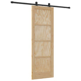 Sliding Door Natural and Black 73.5 x 211 cm Solid Pine Wood 3445459