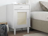Bedside Cabinet SENJA Rattan Look White 40x35x80 cm Solid Wood Pine 358017