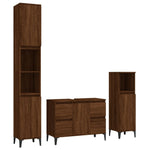 ZNTS 3 Piece Bathroom Furniture Set Brown Oak Engineered Wood 3185612