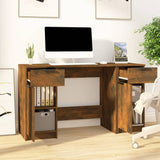 Desk with Side Cabinet Smoked Oak Engineered Wood 3115913