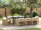 Garden Dining Set 9 pcs Beige Poly Rattan 3380704
