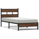 ZNTS Metal Bed Frame without Mattress Brown Oak 75x190 cm Small Single 4017316