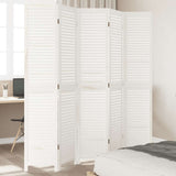 Room Divider 5 Panels White Solid Wood Paulownia 358839
