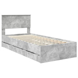 Bed Frame with Drawer Concrete Grey 100 x 200 cm Engineer Wood 3408015
