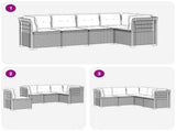5-Seater Garden Sofa with Cushions Rattan Look PP White 3444059