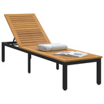 Sun lounger Reclining Black 200 x 55 x 35cm Solid Acacia wood 4010620