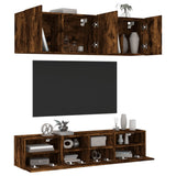 5 Piece TV Wall Units Smoked Oak Engineered Wood 3216515