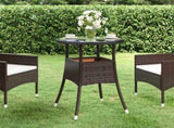 Garden Table 60x75 cm Tempered Glass and Poly Rattan Brown 310599