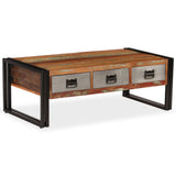 Coffee Table with 3 Drawers Solid Reclaimed Wood 100x50x35 cm 244941