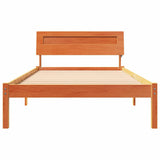 Bed Frame with Headboard Wax Brown 100 x 200 cm Solid Pine Wood 872793