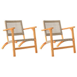 Garden Chairs 2 pcs Beige Poly Rattan and Acacia Wood 365869