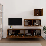 4 Piece TV Cabinet Set Smoked Oak Engineered Wood 3114651