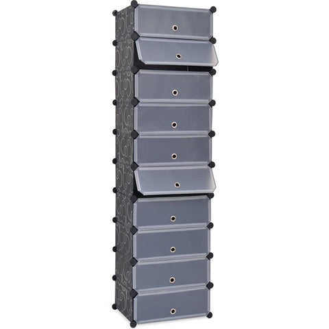 Interlocking Shoe Organiser with 10 Compartments Black 244920