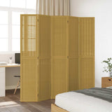 Room Divider 5 Panels Brown Solid Wood Paulownia 358823