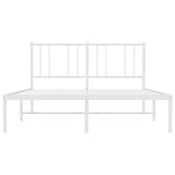 Metal Bed Frame without Mattress with Headboard White 150x200cm 352531
