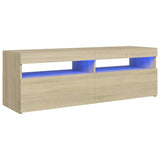 TV Cabinet with LED Lights Sonoma Oak 120x35x40 cm 804376