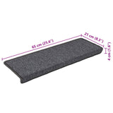 Stair Mats 15 pcs 65x21x4 cm Dark Grey Rectangular Edge 326197