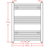 ZNTS Bathroom Heating Towel Rail Radiator Straight 600x764 mm Black 141906