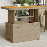 Garden Table Beige 90x55x71 cm Poly Rattan and Acacia Wood 368277