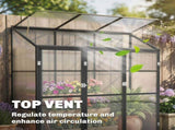 Polycarbonate Greenhouse with 3 Hinged Doors, Top Vent, Lean-to Green House, Walk-in Greenhouse, 6 x T3398P549954