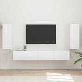 TV Cabinet Set 4 pcs High Gloss White Engineered Wood 3409163