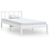 810068 Bed Frame without Mattress White Solid Wood 90x200 cm