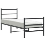 Metal Bed Frame without Mattress with Footboard Black 75x190cm 355373