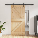 Sliding Door with Hardware Set 95x210 cm Solid Wood Pine 3202985