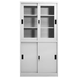 Office Cabinet with Sliding Door Light Grey 90x40x180 cm Steel 335963
