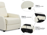 PU With 6-Point Massage Heating Function Recliner Cream White 67428533