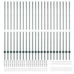 Green Fence Posts 22 pcs Green Metal 3335924