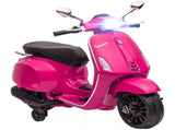 12V Vespa Licensed Kids Electric Motorbike w/ Music, Headlights, FM Radio, for 3-6 Years - Pink T3398P348418
