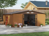 13 x 11ft Metal Garden Shed, Outdoor Storage Tool House with Ventilation Slots, Foundation Kit and T3398P315334
