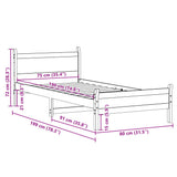Bed Frame without Mattress 75x190 cm Small Single Solid Wood Pine 855615