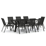9 Piece Garden Dining Set Black 3095974