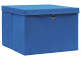 Storage Boxes with Covers 10 pcs 28x28x28 cm Blue 325198