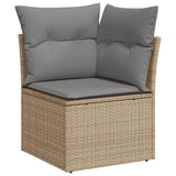 ZNTS 11 Piece Garden Sofa Set with Cushions Beige Poly Rattan 3228919