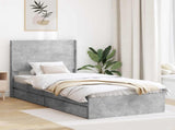 Bed Frame with Storage and Headboard Concrete Grey 90 x 190 cm 3414064