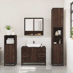 ZNTS 3 Piece Bathroom Furniture Set Brown Oak Engineered Wood 3300994