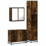 3 Piece Bathroom Furniture Set Smoked Oak Engineered Wood 3301122