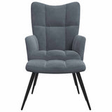 Relaxing chair with Footstool Dark Grey Velvet 42022448