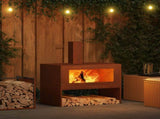 Fire Pit Brown 80 x 50 x 96 cm Weathering Steel 858937