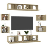 8 Piece TV Cabinet Set Sonoma Oak Engineered Wood 3078963