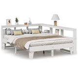 Bookcase Bed without Mattress White 150x200cm Solid Wood Pine 3324536