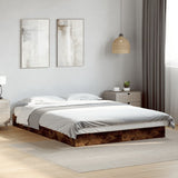 Bed Frame without Mattress Smoked Oak 140x200 cm Engineered Wood 842025