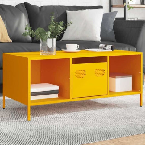 ZNTS Coffee Table Mustard Yellow 101.5x50x43.5 cm Cold-rolled Steel 851277